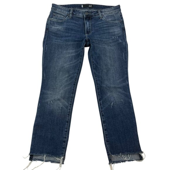 Kut from the Kloth Reese Ankle Straight Leg Jeans 6P Blue Raw Hem Stretch Denim - Picture 3 of 4